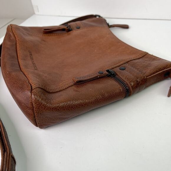 Spikes and Sparrow Tan Brown Leather Medium Crossbody Shoulder Bag Purse - Picture 10 of 16